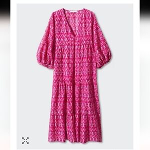 Mango Elegant Pink Patterned Dress